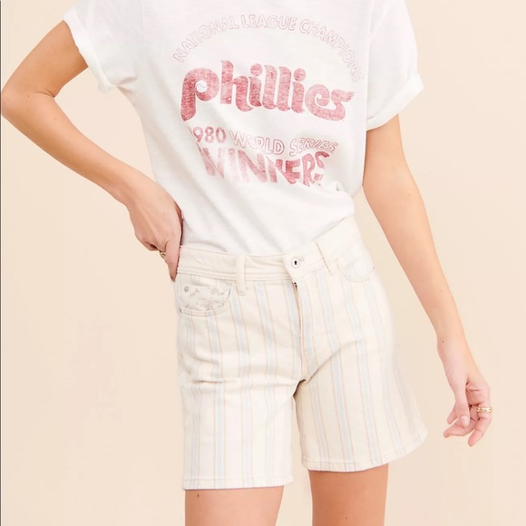 Pilcro and the letterpress Slim Boyfriend Shorts Striped